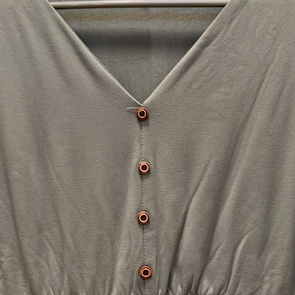 #2419 NWT Over The Head V-Neck Sage Maxi Dress - Picture 5 of 8